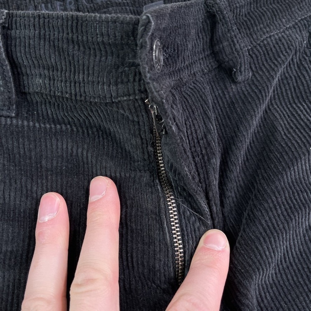 American Eagle Pants Womens 10 Black Corduroy High Rise Baggy Wide Leg Cargo - Picture 5 of 16